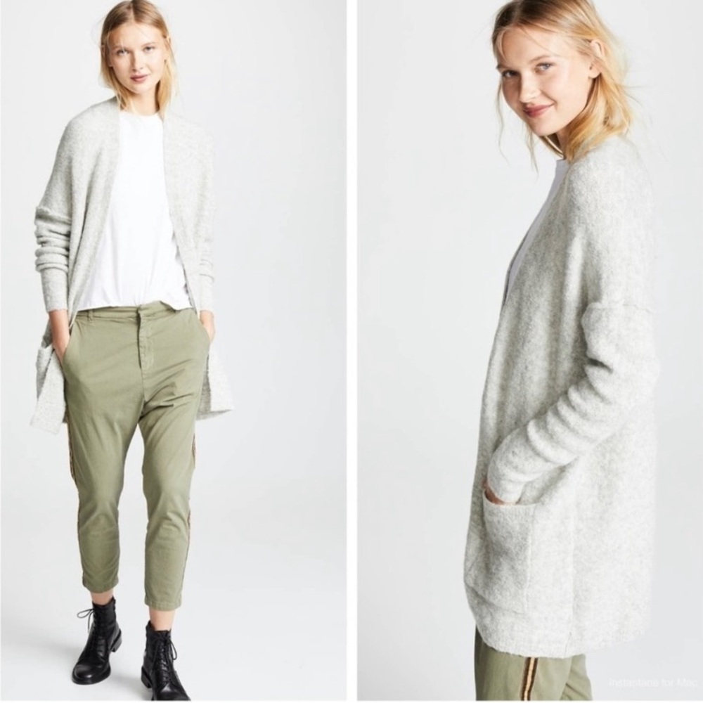 Free People Phantom Light Gray Open-Front Cozy Cardigan